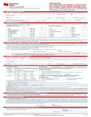 Self-Directed Retirement Savings Plan Application