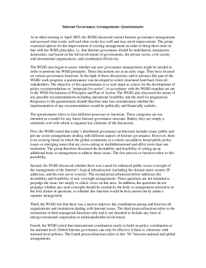 Internet Governance Questionnaire