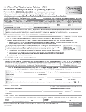 Utah Residential Duct Sealing Insulation Rebate Application