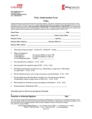 Feiba Prior Authorization Form