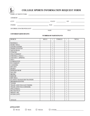 College Sports Information Request Form