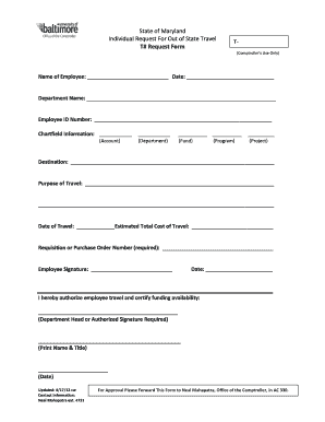 Maryland Out of State Travel Request Form