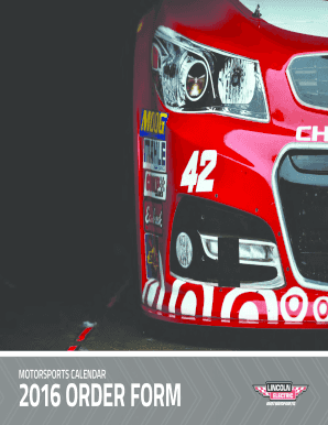2016 Motorsports Calendar Order Form