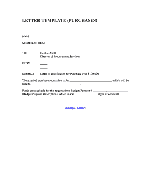 Letter of Justification for Purchase