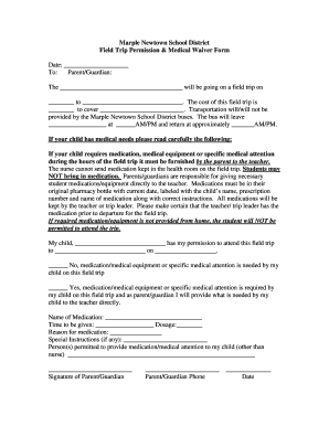 Field Trip Permission & Medical Waiver Form