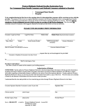 Western Highlands Medicaid Enrollee Registration Form