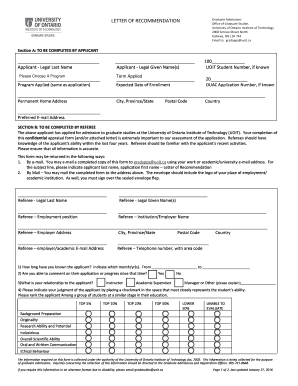 Graduate Admissions Letter of Recommendation