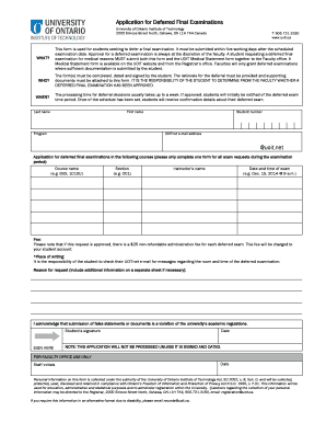 Application for Deferred Final Examinations