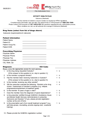Suboxone Prior Authorization Form