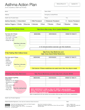 Asthma Action Plan Form
