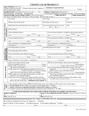 Certificate of Residency