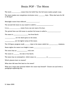 Moon Facts Worksheet