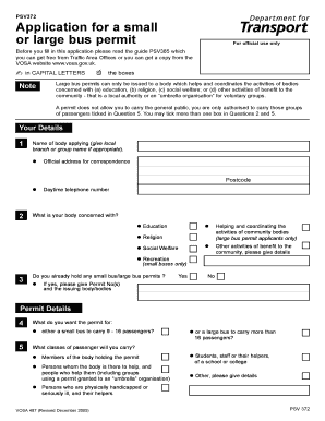 UK Small or Large Bus Permit Application