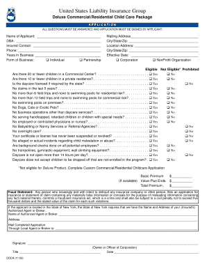 US Child Care Liability Insurance Application