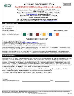 ISC2 Certification Endorsement Form