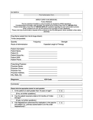 Mercy Care Plan Prior Authorization Form