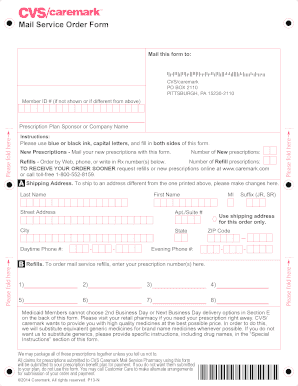 CVS Caremark Mail Service Order Form