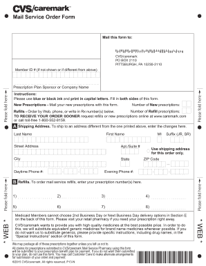 CVS/caremark Mail Service Order Form