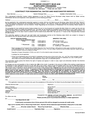 Fort Bend County MUD #49 Residential Water and Wastewater Service Contract