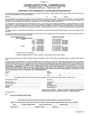 Harris County WCID Residential Water and Sewer Service Contract