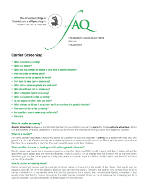 Fillable Online Carrier Screening Fax Email Print - pdfFiller