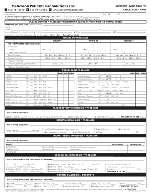 Assisted Living Facility Quick Start Form