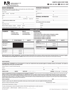 Diabetic Quick Start Form
