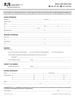 Breast Pump Order Form