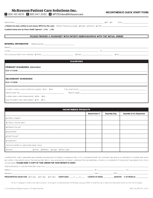 Incontinence Quick Start Form