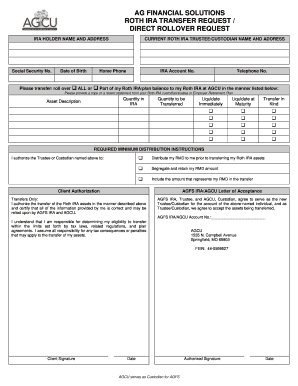 Roth IRA Transfer Request Form