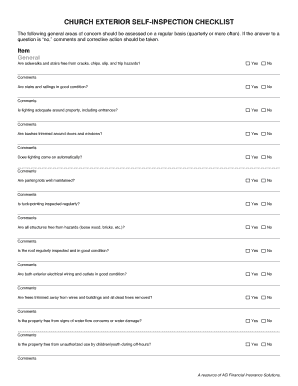 Church Exterior Self-Inspection Checklist