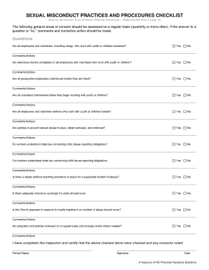 Sexual Misconduct Practices and Procedures Checklist