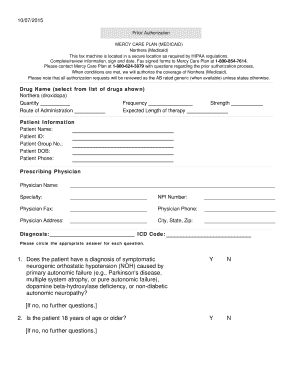 Mercy Care Plan Prior Authorization Form