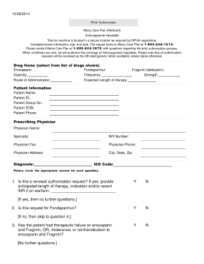 Mercy Care Plan Prior Authorization for Anticoagulants
