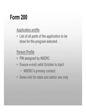NSERC Form 200 Application