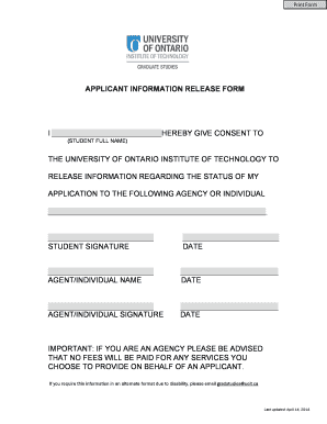 Applicant Information Release Form