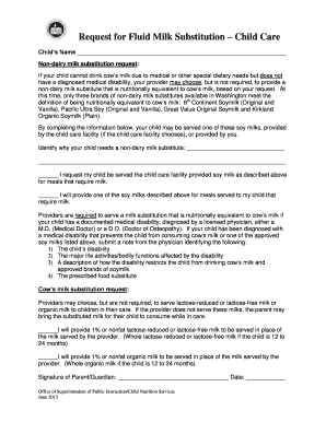 Request for Fluid Milk Substitution – Child Care