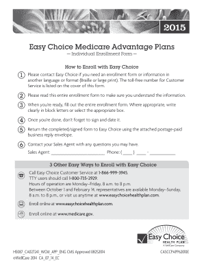 Easy Choice Medicare Advantage Plans Enrollment Form