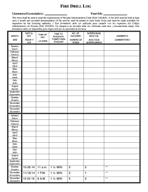 Nevada Fire Drill Log