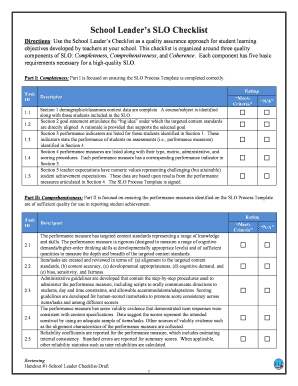 School Leader’s SLO Checklist