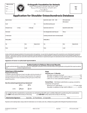 OFA Shoulder Osteochondrosis Application