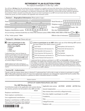 Ohio State Retirement Plan Election Form