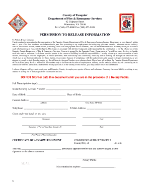 Virginia Permission to Release Information Form