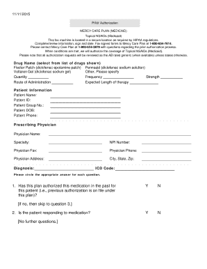 Mercy Care Plan Topical NSAIDs Prior Authorization Form