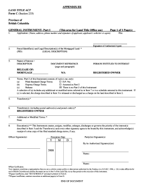 British Columbia Land Title Act Form C
