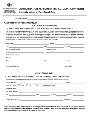 Authorization Agreement for Automatic Payments