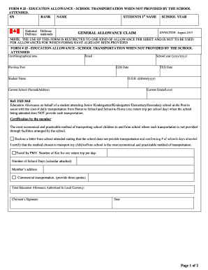 Education Allowance Form 25