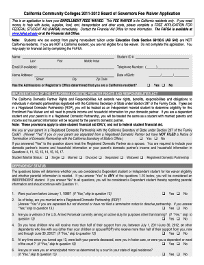 California Community Colleges Board of Governors Fee Waiver Application