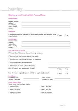 Beazley Access Event Liability Proposal Form
