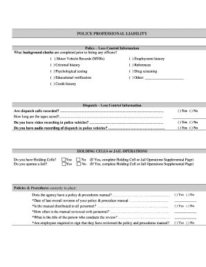 Police Professional Liability Insurance Application